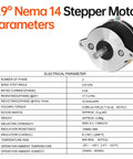0.9° Round Nema 14 Stepper Motor 2 Phase High Torque 8Ncm(11.33oz·in) Bipolar 0.4A 17Ω 36-20mm specifications chart