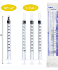 50 Pack 1ml Sterile Syringes With Caps Individually Wrapped For Safe Liquid Dosing Medicine Colostrum And Pet Liquids