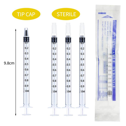 50 Pack 1ml Sterile Syringes With Caps Individually Wrapped For Safe Liquid Dosing Medicine Colostrum And Pet Liquids