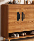 4 Pack Stick On Cabinet Handles Self Adhesive No Drill Door Pulls in black on wooden cabinet for kitchen or closet use