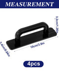 Four Pack Stick On Cabinet Handles No Drill Drawer Pulls Adhesive Door Handles For Wardrobe Furniture Closet And Sliding Doors Black Durable PP Material Easy To Peel And Stick Cabinet Hardware dimensions shown