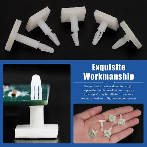 Sticky PCB Spacers 125 Pcs Set With Five Heights 4.8mm 7.9mm 11mm 14.2mm 15.8mm White Adhesive Insulated Standoff Posts Locking Snap In