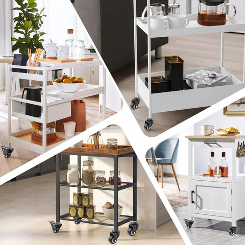Four kitchen carts featuring Four Pack Of 2 Inch Stem Casters Heavy Duty Swivel Casters With Brakes And Without Brakes Loading Up To 110 Lbs Per Wheel Total 440 Lbs For Shopping Carts Hand Trolleys Tools And Movable Furniture