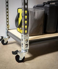 4Pc Storage Rack Caster Wheels Adapts To Boltless Self Locking Shelving Racks With 3 Inch Wheels And 1500 Lb Max Capacity Per Set installed