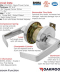 Heavy Duty Commercial Storeroom Door Lockset Grade 2 Keyed Schools and Businesses Nickel Finish ANSI A1562 ADA UL Listed.