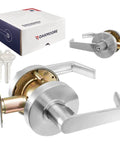 Heavy Duty Commercial Storeroom Door Lockset Grade 2 Keyed Schools and Businesses Nickel Finish ANSI A1562 ADA UL Listed, box and keys