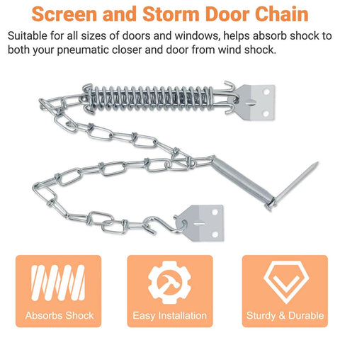 Storm Door Closer, Heavy Duty Screen Door Closers with Protector Chains Spring, Storm Door Bracket Kit Compatible with Andersen/Emco/Larson/40201