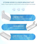 Heavy Duty Storm Door Closer Bracket Kit Reinforced Metal Replacement Part For Screen Doors White With Stainless Steel Screws Built Tough