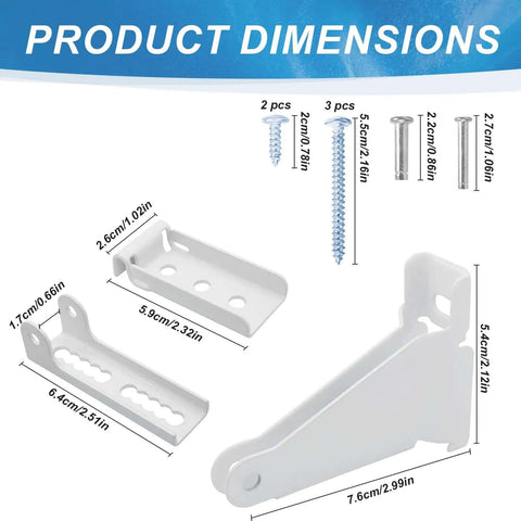 Heavy Duty Storm Door Closer Bracket Kit Reinforced Metal Replacement Part dimensions with screws for screen doors