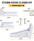 Storm Door Closer Bracket Kit Compatible with Andersen, Emco, Larson, Pella, 40201 Door Repair Kit, shown with components.