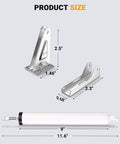 Storm Door Closer, Pneumatic Screen Door Closer, Adjustable Closing Speed, Safety Closure with Hold Open Feature, Universal Kit (White) dimensions