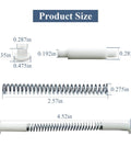 Product dimensions of K 5131 Steel And Nylon Storm Door Hinge Pin Kit showing measurements of nylon hinge pins and steel springs.