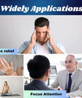 Man practicing stress relief and meditation with 2 Inch 1 Ball Copper Ball for mindfulness and focus, various therapy applications displayed.