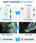 Comparison of Industrial Strength Stretch Film Roll 1000ft 15 Inch Wide with roller handles versus others without handles, showing toughness and no smell.