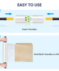 Instructions for using Industrial Strength Stretch Film Roll 1000ft 15 Inch Wide Clear Plastic Wrap With Handles for pallet wrapping.