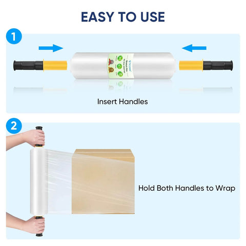 Instructions for using Industrial Strength Stretch Film Roll 1000ft 15 Inch Wide Clear Plastic Wrap With Handles for pallet wrapping.
