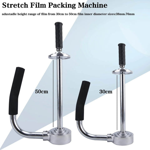 Industrial Stretch Wrap Dispenser With Built In Cutter For Easy Pallet Wrapping Adjustable 12 To 20 Inch Handle