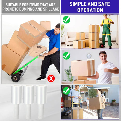 Clear Stretch Wrap 20 Roll Bundle 5 Inch By 800 Feet Heavy Duty 80 Gauge Plastic Wrap with Handle for packing boxes