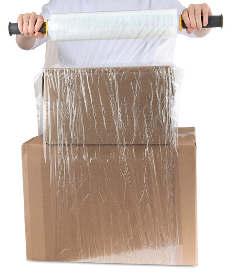 Heavy Duty 15 Inch Clear Stretch Wrap Roll With Handles For Moving And Packing 1000 Feet Of Industrial Plastic Wrap 60 Gauge Strength Cling Film For Furniture Pallets Shipping And Packing Supplies