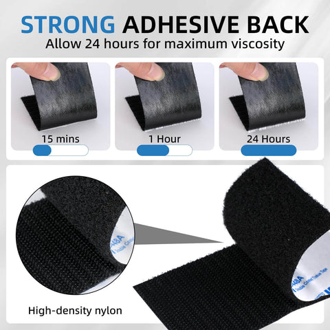 Strong adhesive back of Reusable Hook And Loop Pad Set With Self Adhesive Interlocking Strips 10 Pairs For Picture Hanging Strips Fastener