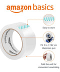 Amazon Basics clear packaging tape with easy start, fits 3 in dispenser, foldable end, Strong Clear Packaging Tape 1.88 Inch By 54.6 yd 12 Pack