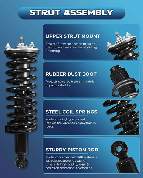 Beefy Front Struts Shocks Absorbers With Coil Spring Fit Dodge Ram 1500 4WD Without Air Suspension Replacement 2009 2018