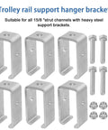 Universal One And Five Eighths Inch Strut Channel Trolley Track Hanger Bracket Heavy Duty 1200 Pound Load Rated For Unistrut Support System Interchangeable Intermediate Hangar Bracket Six Pack