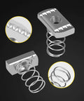 Channel Nut Set for Strut Channel With Standard Spring Three Eighths Inch Thread Sixteen Zinc Plated Thickened Eight Millimeter Spring