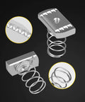 High strength 8mm thickened strut channel nuts with premium springs deliver secure 1/4-20 mounting, resisting vibration and shear