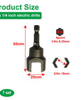 Heavy duty strut socket adapter forged from heat treated alloy steel for 1/4 inch drive tools, 65mm long, 25mm wide.