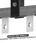 Close-up of 2 Wheels Trolley Assembly Rollers attached to strut channel, showcasing durable steel construction and easy mobility.