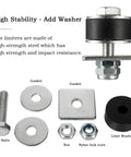 Secure 1-5/8 inch strut channel hoist and beam trolleys with rugged trolley limit hardware featuring bolts, washers, gasket.