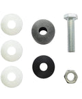 Components of Two Pack Strut Channel Trolley Stopper And Roller Limiter including bolt, washers, and rubber stopper.