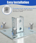 8 Piece Strut Post Base For 1-5/8 Inch Single Strut Channel Ground Floor Mount 6 Inch Square Bracket With Four Holes Heavy Duty Galvanized Steel