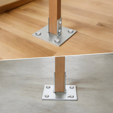 8 Piece Strut Post Base For 1-5/8 Inch Single Strut Channel Ground Floor Mount 6 Inch Square Bracket With Four Holes Heavy Duty