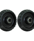 Stryker Stretcher 6" x 2" Replacement Wheels - Set of 2 - front view, black rubber wheels with metal hub for hospital stretchers