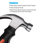 Two Piece Hammer Set With An 8 Oz Mini Stubby Claw Hammer And A 16 Oz Fiberglass General Purpose Claw Hammer Soft Non Slip Handle And Heat Treated Head For Tight Spaces And Demolition Tasks Ideal For Home Projects And Pros