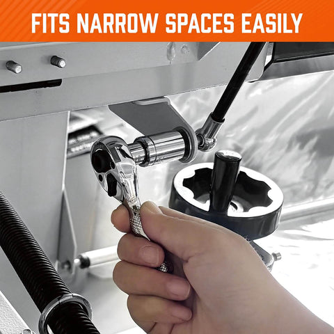 Using Stubby 1/4-Inch Ratchet Wrench Set With 90-Tooth Reversible Drive in a narrow automotive space