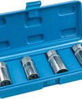 Heavy Duty Stud Extractor Set For Broken Stud Removal, 4 Piece Metric Stud Remover Kit With 6mm, 8mm, 10mm, 12mm Sockets, in blue case