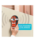 Two in one line laser with auto leveling and stud finder delivers precise wall hanging for frames, shelves, and decor, helping you align multiple items across a room while locating wood or metal studs. Tool detecting studs behind drywall.