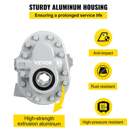Hydraulic Pump 21.2GPM Hydraulic Motor 540RPM Log Splitter 2250PSI Hydraulic Splitter SAE 12 Outlet Port front view in aluminum housing