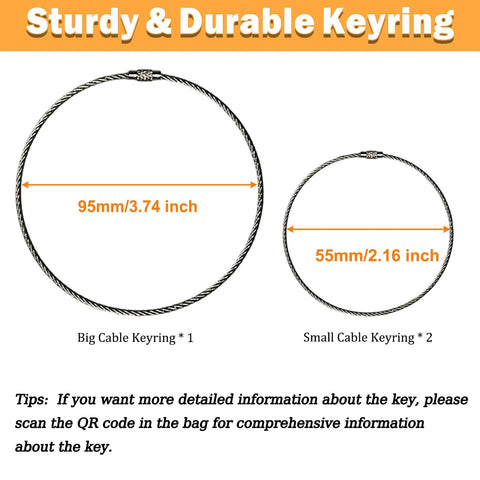 Sturdy and durable keyring set with sizes 95mm and 55mm, part of Heavy Equipment Keys Master Set With 50 Ignition Keys.