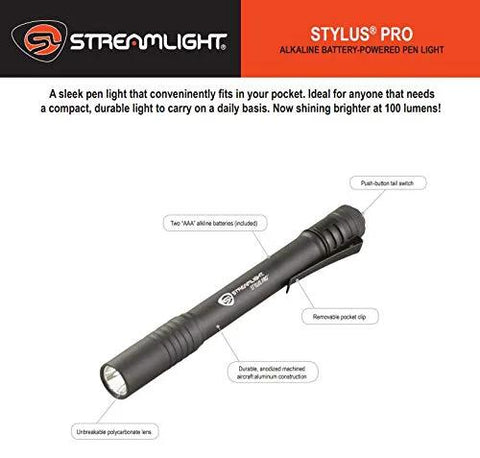 Stylus Pro 100-Lumen Penlight delivers reliable brightness for everyday carry with a durable aluminum body and pocket clip