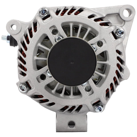 Front view of Premium 110 Amp 12 Volt Replacement No Fuss Alternator For Subaru Outback And Legacy 2013 2014 Two Point Five Liter Engine Fits Premium Limited Touring Trims CW Rotation