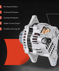 Alternator Drop-In Replacement For Subaru Outback 2000-2004, Impreza 2005, Legacy 2000-2004, Forester 2003-2005, Baja 2003-2006 and Saab 9-2X 2.5L, 12V 90A with 5 groove pulley, front view