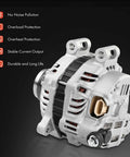 Alternator Replacement For Subaru Outback And Legacy 2013 2014 2.5L 12V 110Amp CW 6-Groove Clutch Pulley shown in durable alloy housing