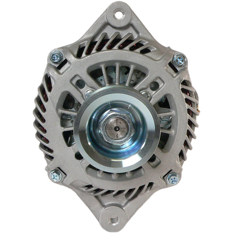 Front view of Drop In 12V 110A Alternator Replacement For Subaru Legacy And Outback 2005 To 2009 With Internal Regulator And Solid Pulley