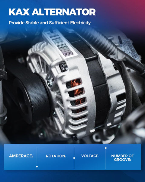 Close-up of a 110 Amp 12 Volt Alternator For 2011 Subaru Forester Replacement Plug And Play With CW Rotation 6-Groove Pulley 11579N OE Grade Output 11083 23700-AA701 Compatible.