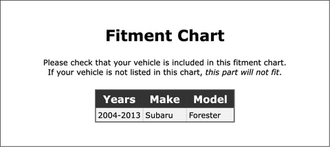 Fitment chart for Commutator End Alternator Bearing For Forester 2004 Through 2013 Drop In Replacement Part PC 395766.