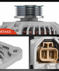 Close-up images of Alternator For Subaru Impreza 1993 1994 1995 1996 1997 12V 75A Five Groove Pulley Clockwise Replacement